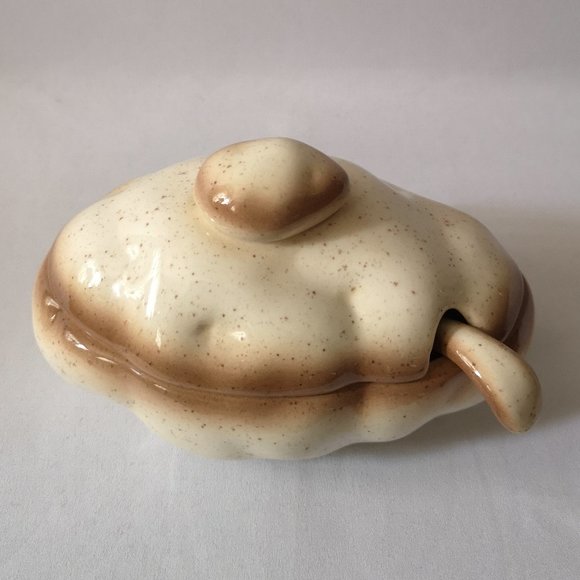 Vintage Studio Art Ceramic Potato Sour Cream Covered Dish with Spoon - Picture 2 of 4